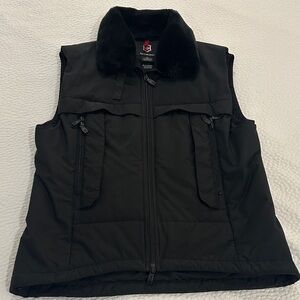 Black Vest with Faux Fur Collar